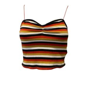 Urban Outfitters Black and Orange Ribbed Crop Camisole size M